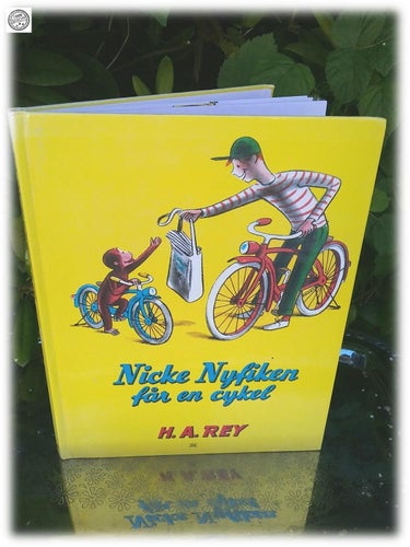 Nicke Nyfiken får en cykel barnbok AB Rabén och Sjögren 1996