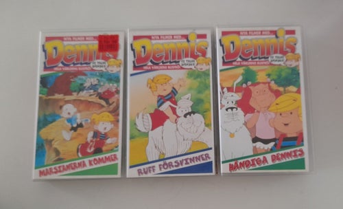 Dennis × 3 / VHS / SE / Marsianerna Kommer / Ruff Försvinner/ Händiga Dennis
