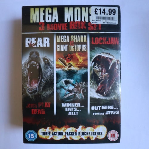 MEGA MONSTER - 3 MOVIE BOX SET - EJ SVENSK TEXT - NY INPLASTAD