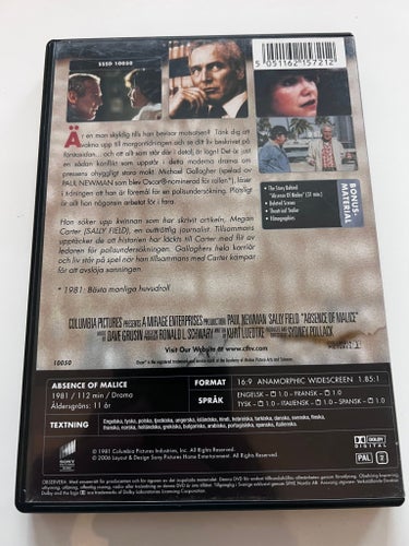 Utan ont uppsåt - Paul Newman - Sally Fields - Svensk Text