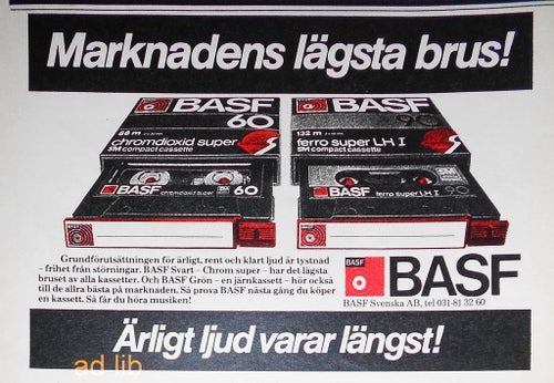 BASF - ÄRLIGT LJUD VARAR LÄNGST, REKLAMANNONS 1978