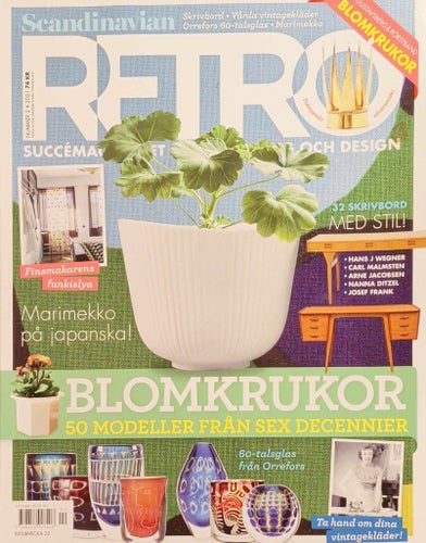 TIDNING. Scandinavian Retro Nr 2 2021. (Arielglas, Marimekko, skrivbord, tyger)