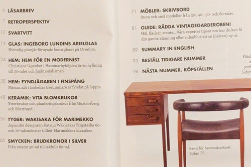 TIDNING. Scandinavian Retro Nr 2 2021. (Arielglas, Marimekko, skrivbord, tyger)
