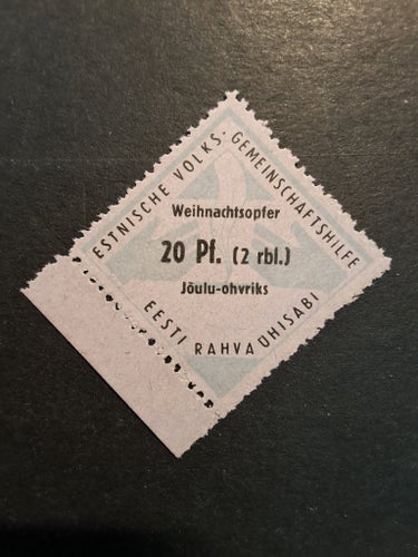 Tyskland! Estnische Volks-Gemeinschaftshilfe Weihnachtsopfer 20Pf(2 rbl.)!