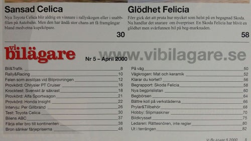 Vi bilägare nr 5 2000: Chrysler PT Cruiser, Alfa 156 Sportwagon, Toyota Celica