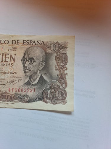 Spansk sedel 100 Pesetas från 1970