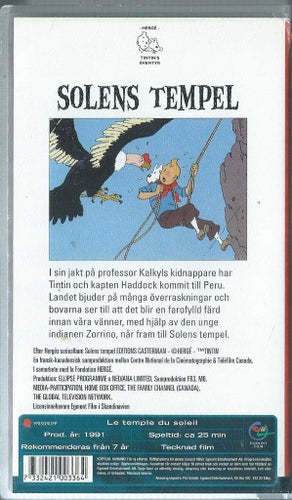 Solens Tempel - TintinÂ´s äventyr - Svenskt tal - VHS