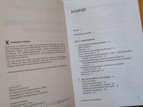 Att leva med psykiska funktionshinder av David Brunt, Lars Hansson. Very Fine+