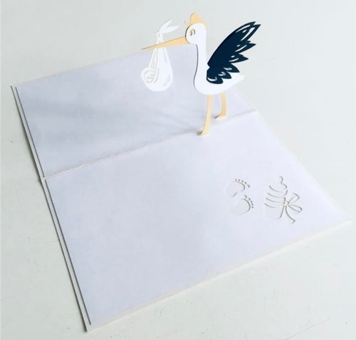 3D Pop Up Gratulationskort Stork