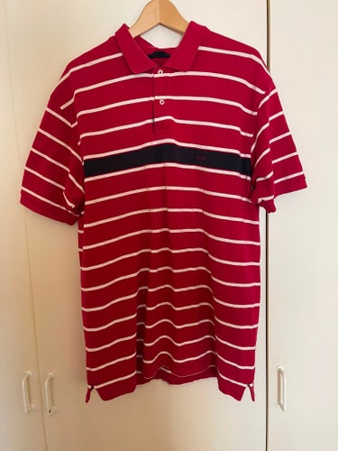 GANT röd, vit, svart pikétröja, storlek XXL