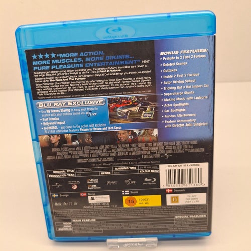2 Fast 2 Furious - Paul Walker - Blu-ray film, Svensk text, Fint skick