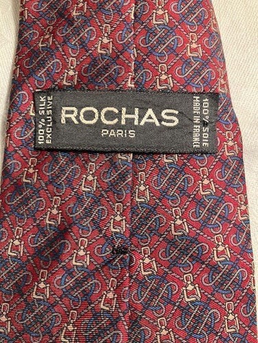 Rochas Paris röd / grön / beige slips