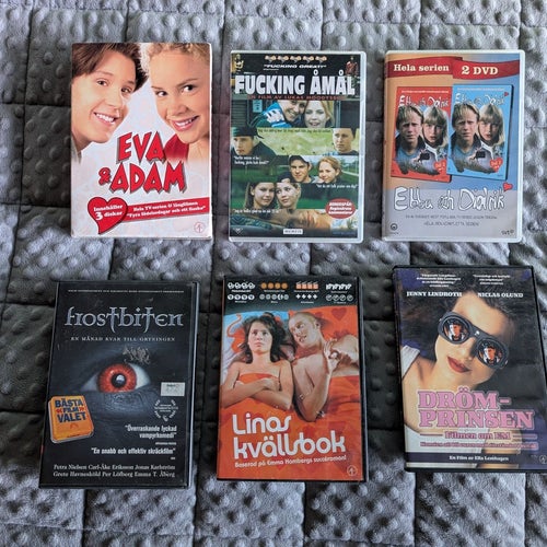 DVD-filmer: Frostbiten Eva & Adam Fucking Åmål Drömprinsen Linas Kvällsdagbok