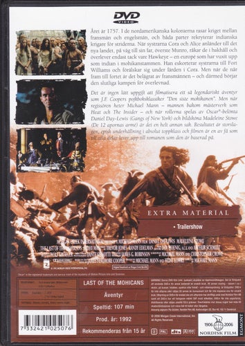 DVD / Den Siste Mohikanen / Daniel Day Lewis, Madeleine Stowe / Nära nyskick
