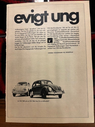 Volkswagen annons från 1969