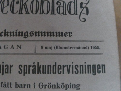 GRÖNKÖPINGS VECKOBLAD, 1955 MAJ 6, TIDNING