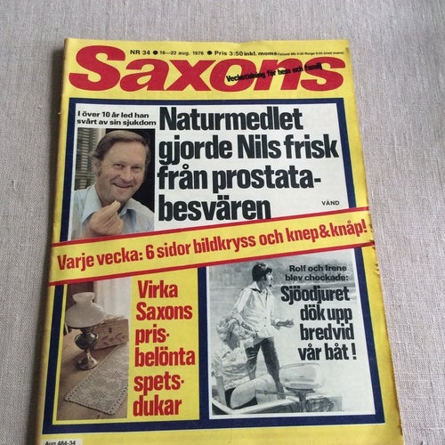 Saxons nr 34 1976 N Tidelumd i stenhamra,Bröderna i Örnsköldsvik,Lyxhus,Tågrånet