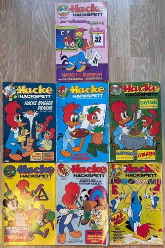Hacke Hackspett Tidningar - Diverse Årgångar. 1974-81.7 st.