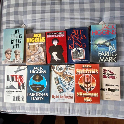 Jack Higgins Bokpaket – 10 Spänningsklassiker i Mycket Fint Skick