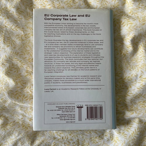 EU Corporate Law and EU Company Tax Law – Luca Cerioni