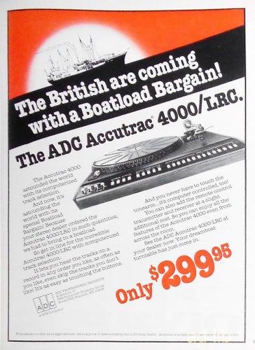 ADC ACCUTRAC 4000 LRC TURNTABLE BRITISH HIFI, TIDNINGSANNONS 1978