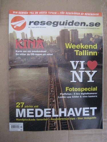 Reseguiden.se Nr:1-2008 (Tema:Kina & Medelhavets Pärlor, Weekend Italien, Tips