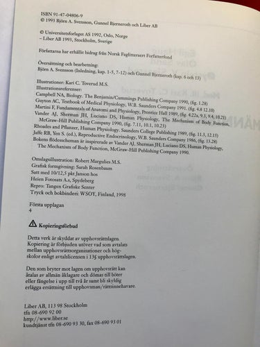 MÄNNISKANS FYSIOLOGI Egil Haug, Olav Sand och Øystein V. Sjaastad 1998