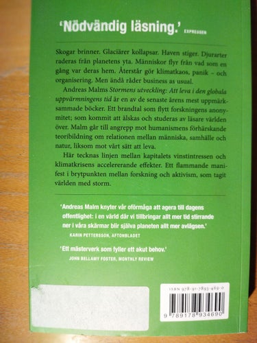 Stormens utveckling Att leva i den globala uppvärmningens tid Andreas Malm VF BM