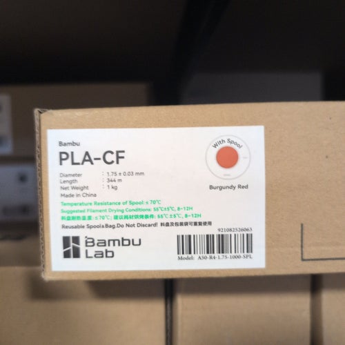Bambu Lab PLA-CF 1.75mm 1kg Filament – Burgundy Red