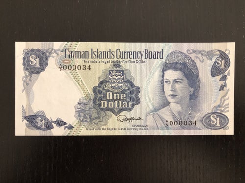 Cayman Islands Caymanöarna 1 dollar sedel (1974) UNC/ovikt P-5d Lågt serienummer