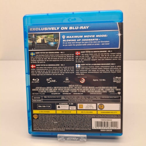 Harry Potter and the deathly Hallows Part 2 - Blu-ray, Svensk text, Fint skick