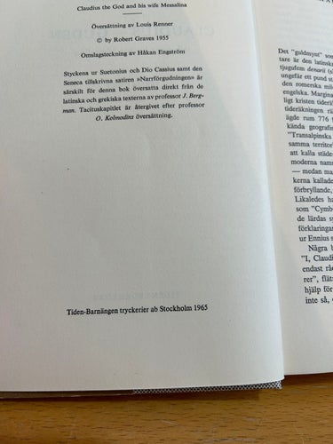 Claudius Guden 1-2 av Robert Graves, bok, Very good plus