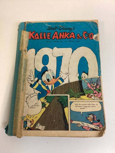 Kalle Anka 25 originalnummer från 1970 inbundna, använda och slitna