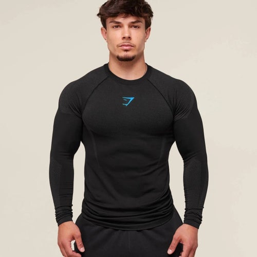 Gymshark Onyx v5 Black/gray blue logo longsleeve