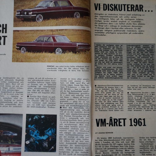 Teknikens värld 1961 25.Pontiac.Opel Rekord.Rolls Royce.Volvo PV 544 Spec
