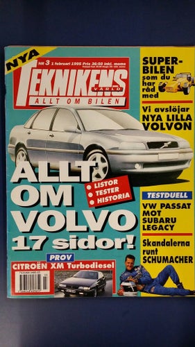 Teknikens Värld nr 3 1995: Subaru Legacy, VW Passat Syncro, Volvo, Citroën XM TD