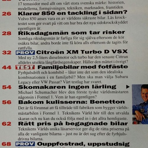 Teknikens Värld nr 3 1995: Subaru Legacy, VW Passat Syncro, Volvo, Citroën XM TD