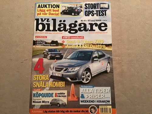 VI BILÄGARE NR 8 2008 SAAB 9-3 AERO XWD,AUDI A4 FSI QUATTRO,DODGE JOURNEY,VOLVO