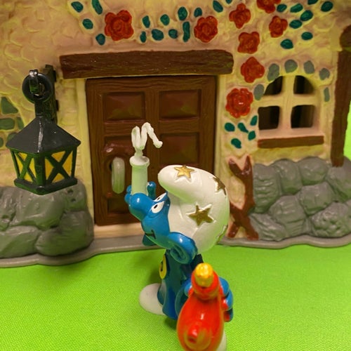 Smurf som kemist med vit rök....BULLY/ W.Germany varianten, perfekt samlarskick…