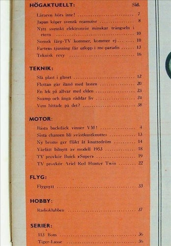 TEKNIKENS VÄRLD 1953/6.Anders Hedvall.Buick Super.Ariel Red Hunter.Streptomycin