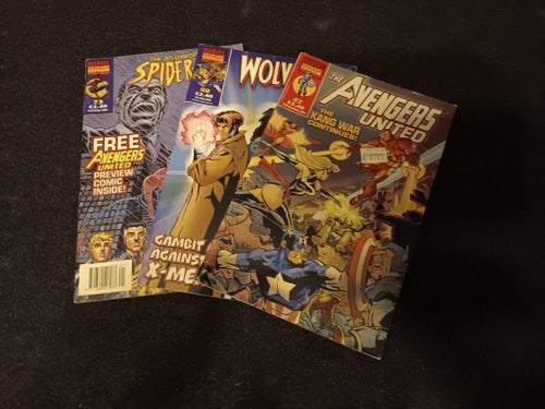 3 x Marvel collectors edition, bla spider man