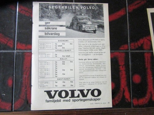 Volvo PV 544 Amazon 1960 reklam Annons