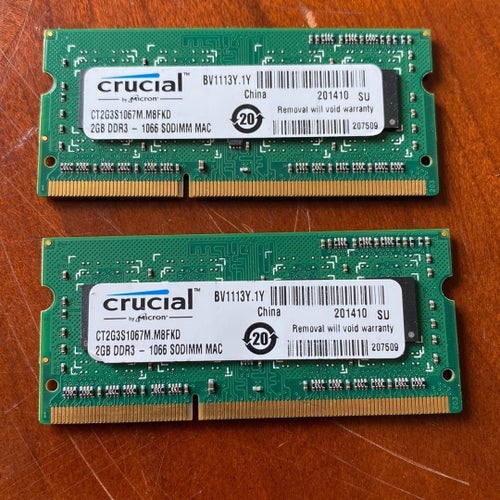 Crucial 2GB DDR3 1066 SODIMM RAM för Mac