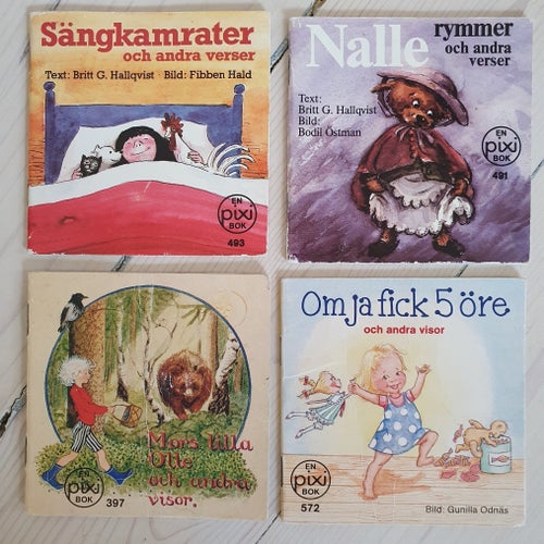 Pixi böcker med visor och verser, Sängkamrater, Nalle Rymmer, Mors Lilla Olle mm
