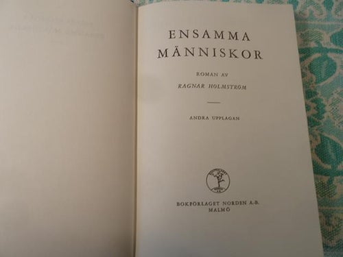 EN SAMMA MÄNNISKOR, R. HOLMSTRÖM, 1945,  BÖCKER