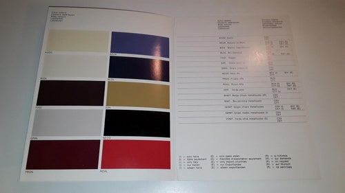 Alfa Romeo Giulietta Colour chart