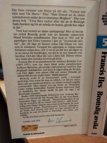 Brottslig avsikt av Francis Iles, bok, very fine