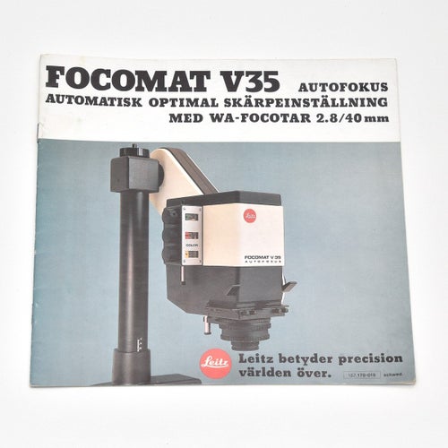 Leitz Leica Focomat V35 broschyr, svenska