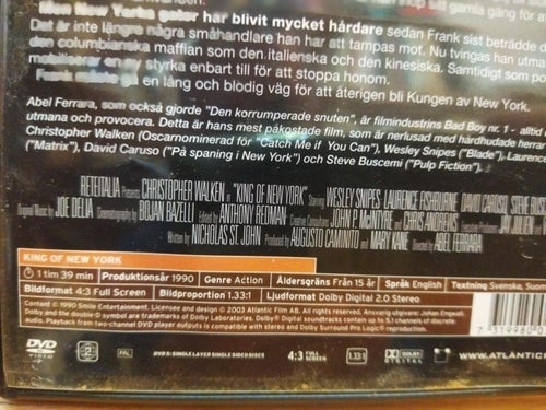 King Of New York, Abel Ferrara, Christopher Walken. DVD