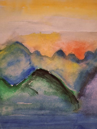 Abstract Watercolor Landscape by Christina Svensson Akvarellmålning